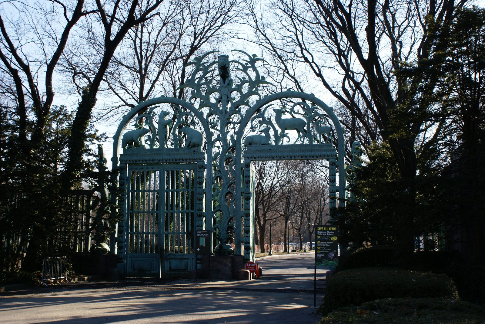 An entrance gate to the Bronx Zoo