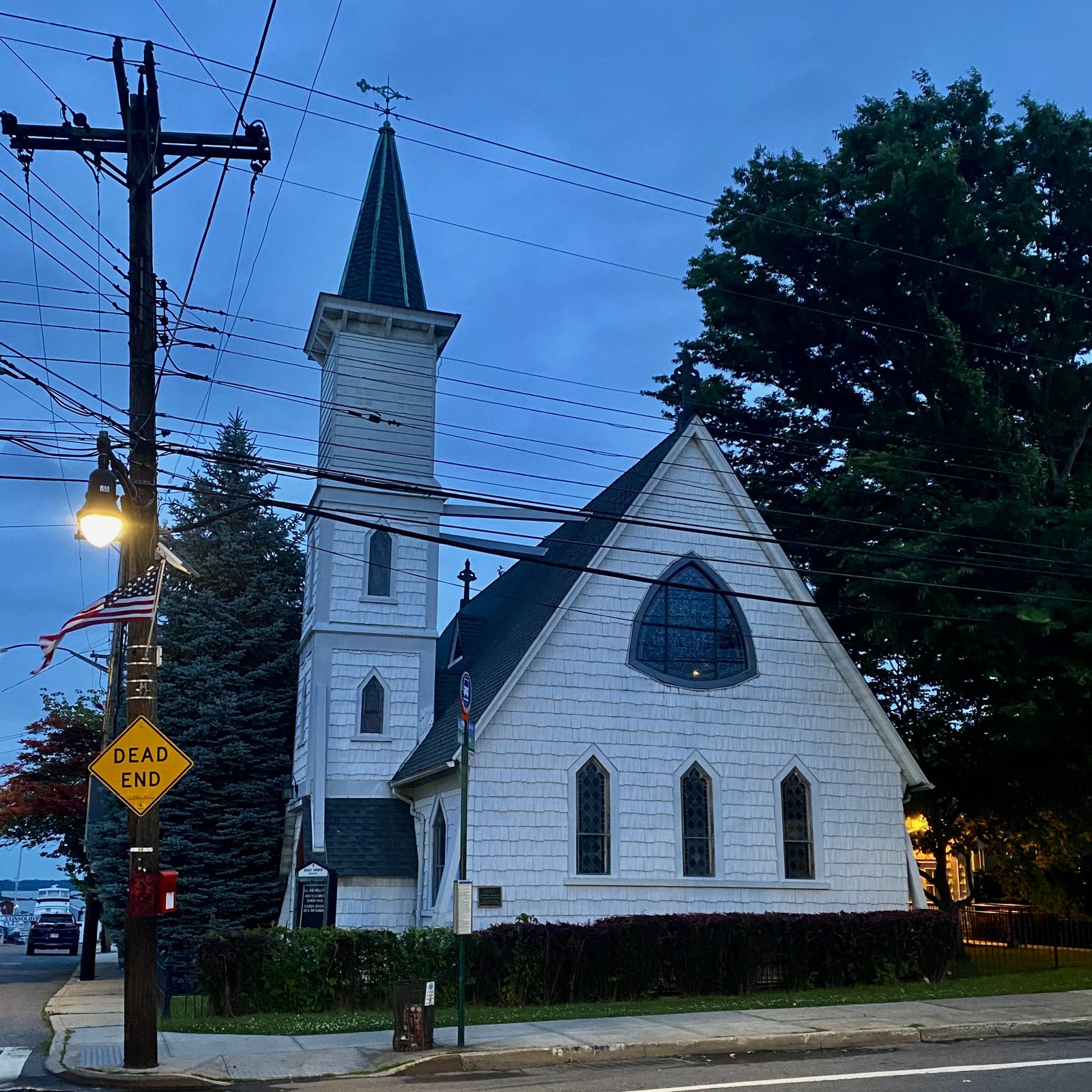 Grace Episcopal Church at dusk