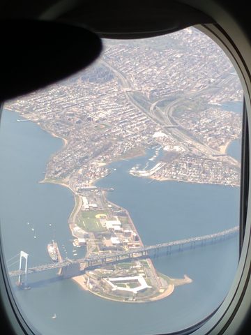 The Throgs Neck peninsula from the air