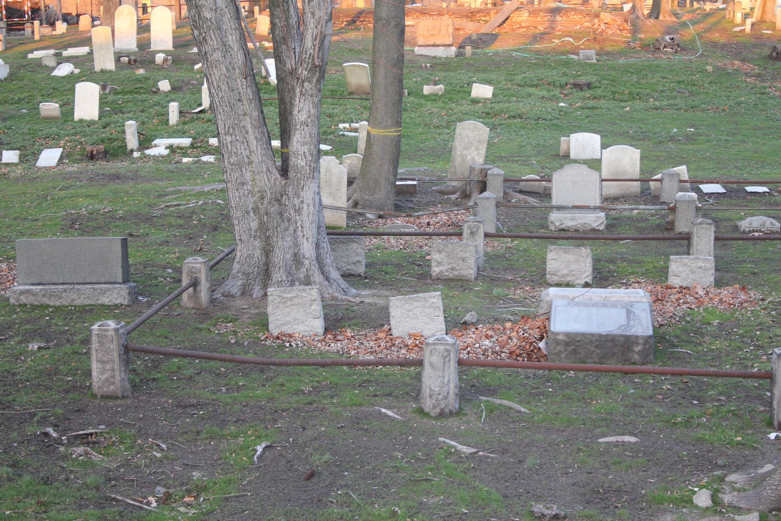 Headstones and plot rails
