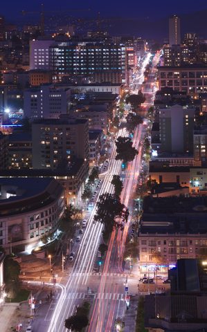 Van Ness Avenue looking north at night